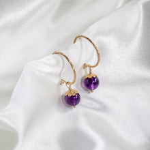 Ladda upp bild till gallerivisning, sparkling creole earrings with amethyst gemstones and details in 18k gold plated sterling silver

