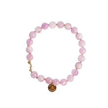 Load image into Gallery viewer, Hand knotted Kunzite bracelet with a clasp and details in 18k gold plated sterling silver.
