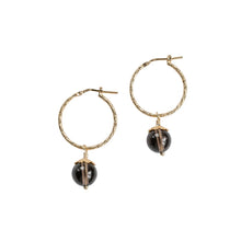 Load image into Gallery viewer, Smoky Quartz Creole Earrings | Easy Release - Bohemian Royalties
