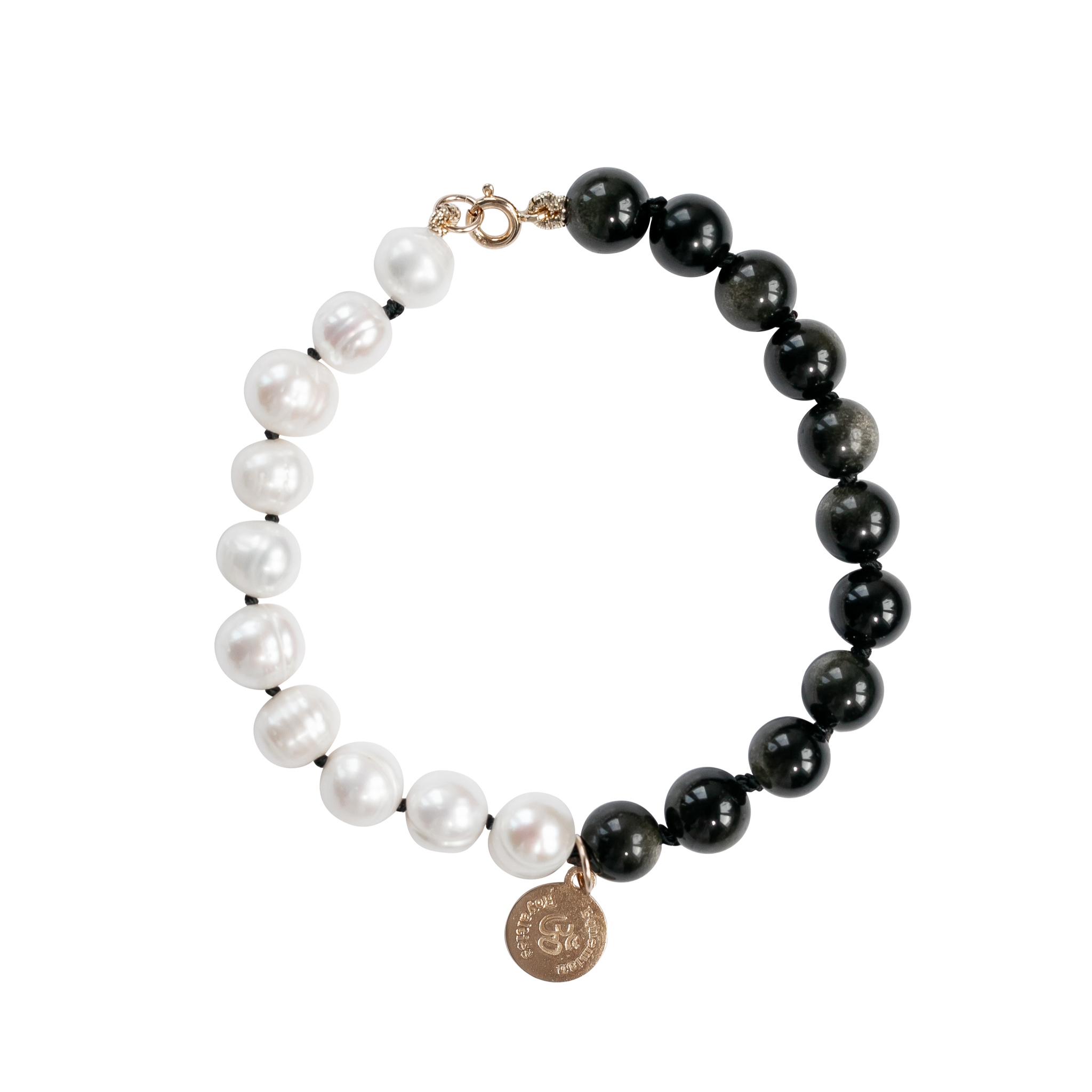 Ladies Baroque Pearl Stretch Bracelet Accented with Black and White - Ruby  Lane